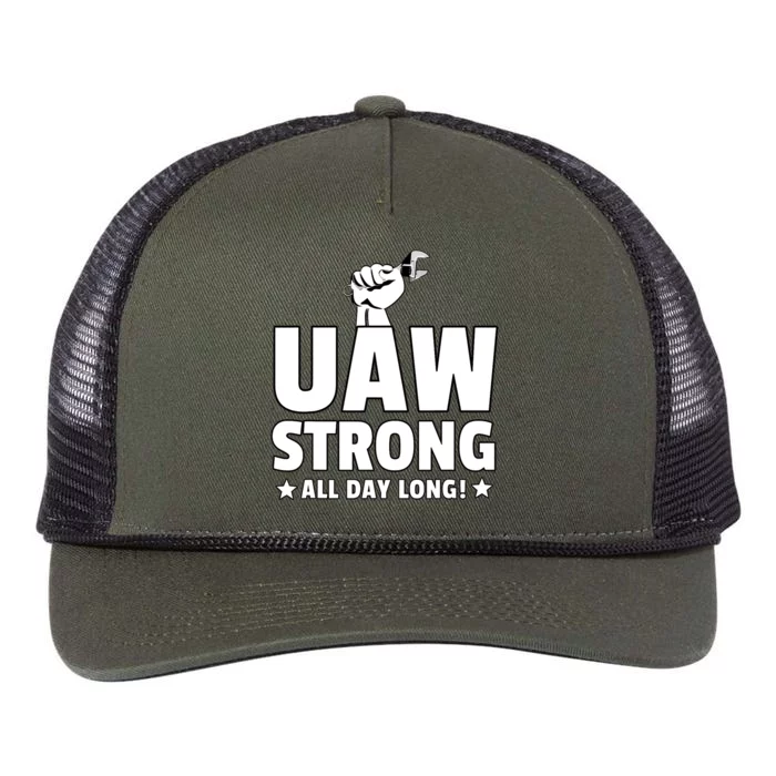 UAW Strike Red United Auto Workers Union UAW Strong All Day Long Retro Rope Trucker Hat Cap