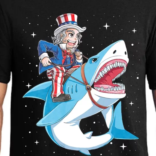 Uncle Sam Riding Shark 4th Of July Jawsome Pajama Set