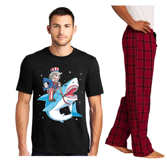 Uncle Sam Riding Shark 4th Of July Jawsome Pajama Set