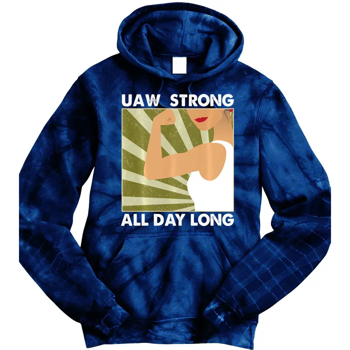 UAW Strike Red T United Auto Workers Union UAW Strong Tie Dye Hoodie