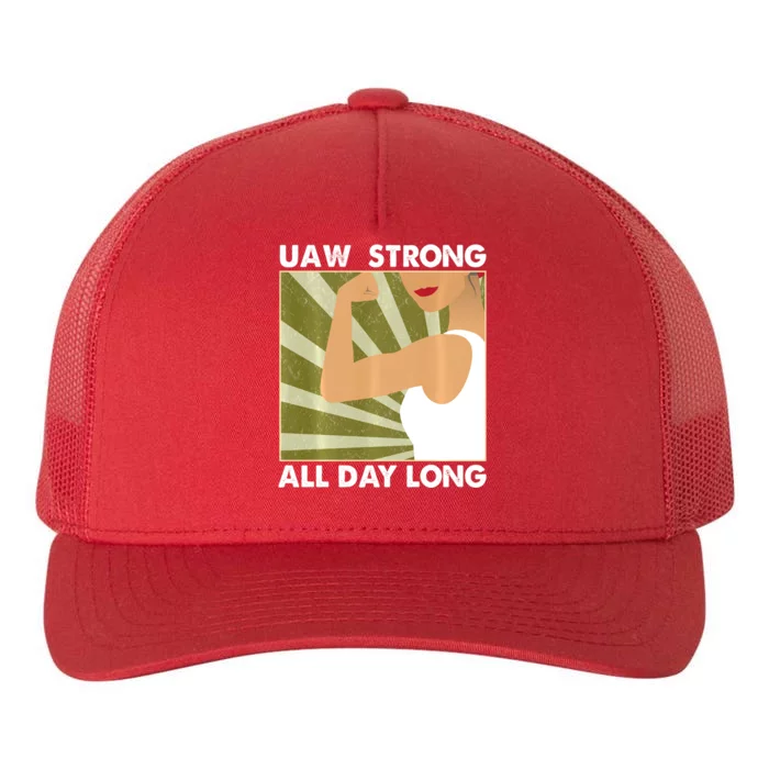 UAW Strike Red T United Auto Workers Union UAW Strong Yupoong Adult 5-Panel Trucker Hat