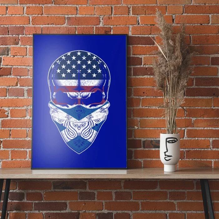 Usa Scotland Roots Gift Scottish American Flag Skull Cool Gift Poster