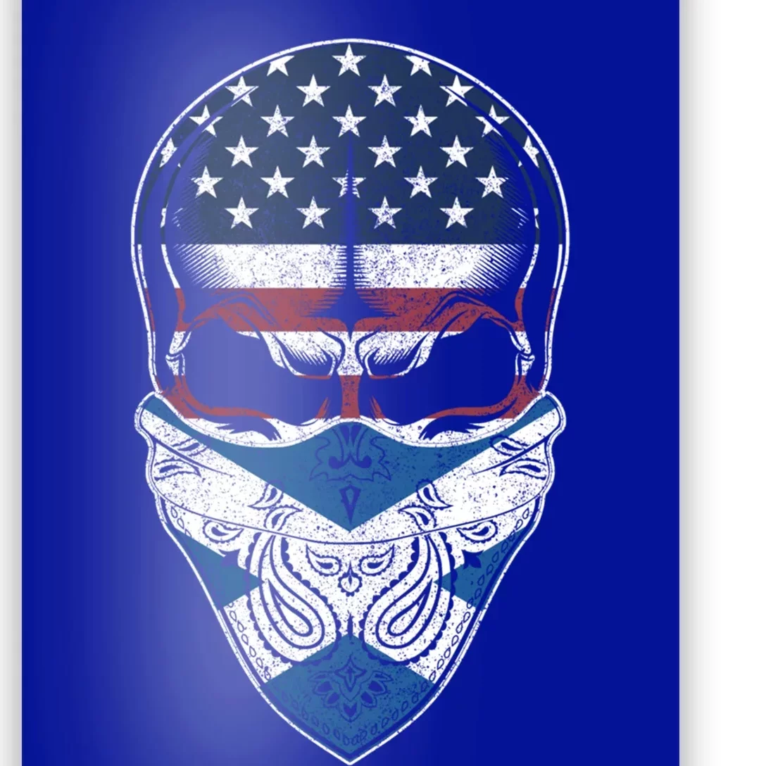 Usa Scotland Roots Gift Scottish American Flag Skull Cool Gift Poster