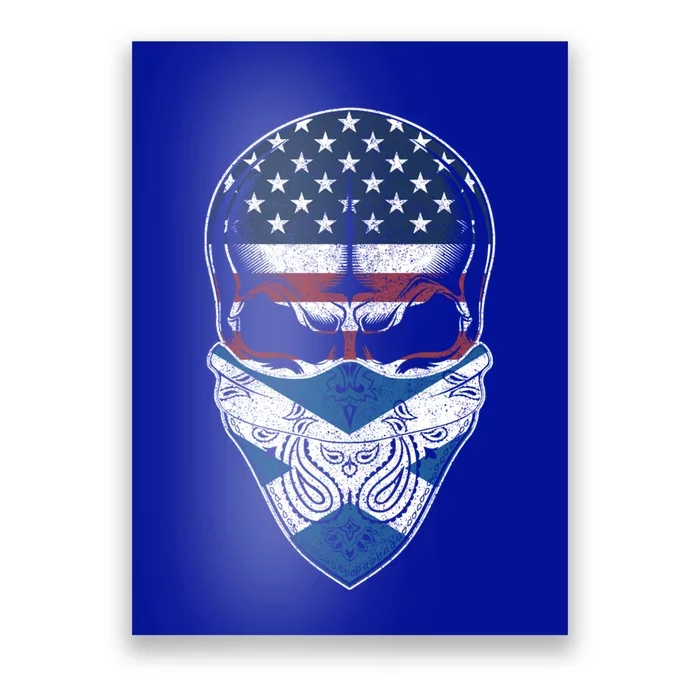 Usa Scotland Roots Gift Scottish American Flag Skull Cool Gift Poster