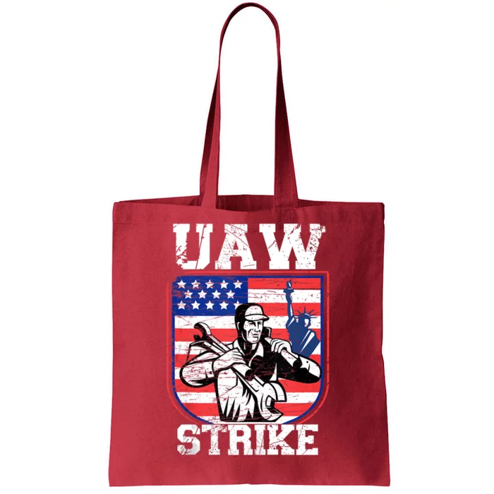 UAW Strike Red United Auto Workers Picket Sign Design Tote Bag