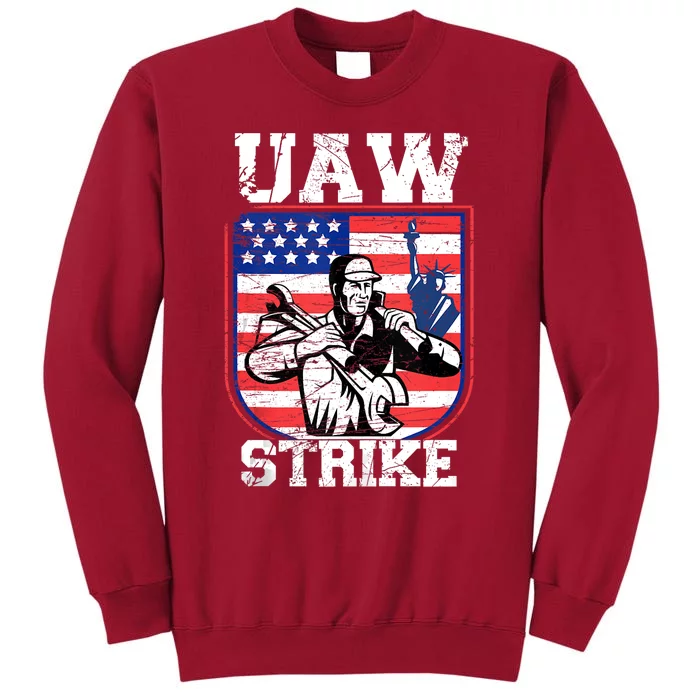 UAW Strike Red United Auto Workers Picket Sign Design Tall Sweatshirt