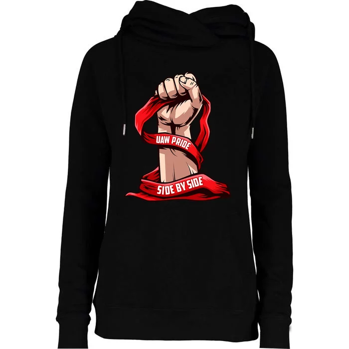 UAW Strike Red United Auto Workers Picket Sign Design Womens Funnel Neck Pullover Hood