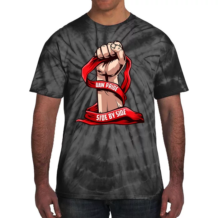 UAW Strike Red United Auto Workers Picket Sign Design Tie-Dye T-Shirt