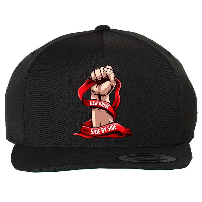 UAW Strike Red United Auto Workers Picket Sign Design Wool Snapback Cap