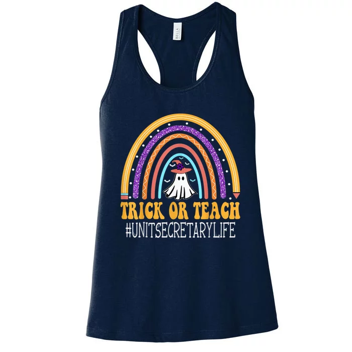 Unit Secretary Rainbow Trick or teach Funny Wo Halloween Women's Racerback Tank