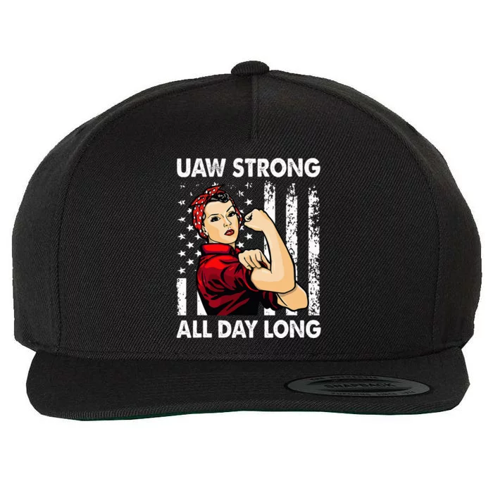 UAW Strike Red United Auto Workers Picket Sign Wool Snapback Cap