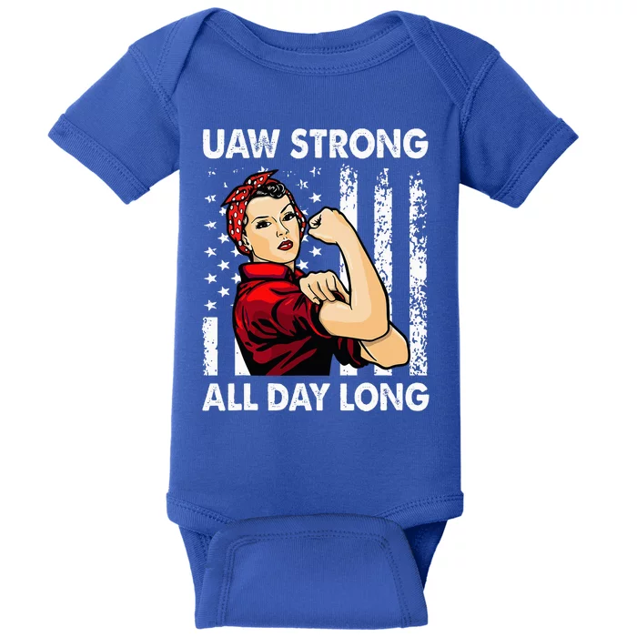 UAW Strike Red United Auto Workers Picket Sign Baby Bodysuit