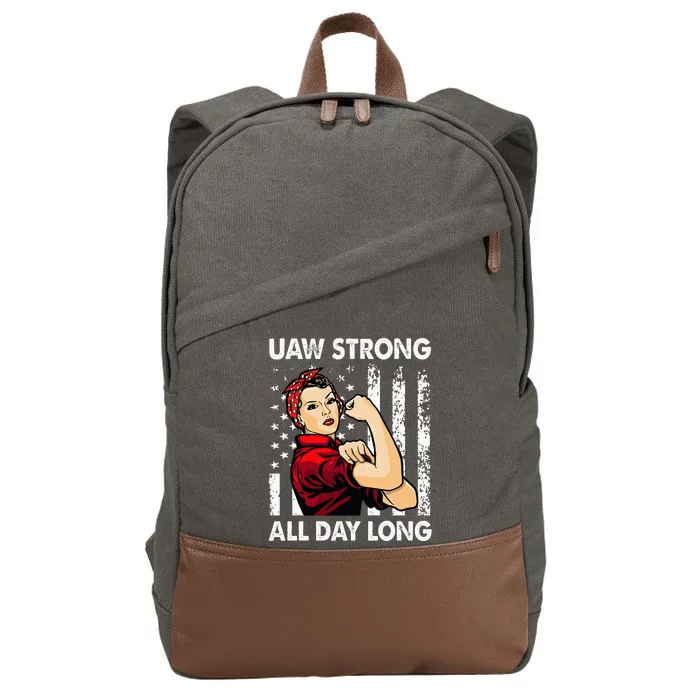 UAW Strike Red United Auto Workers Picket Sign Cotton Canvas Backpack