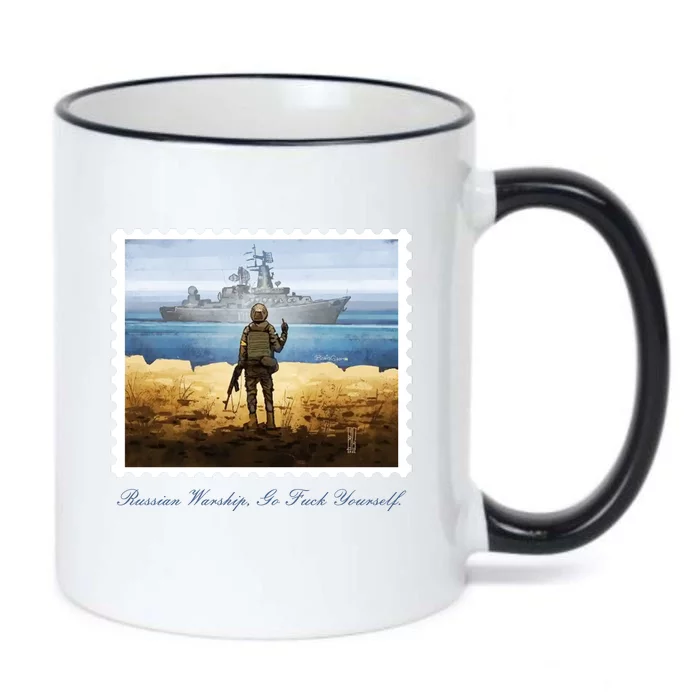 Ukraine Stamp Russian Warship Go F Yourself Island Of Heroes Ukrainian Black Color Changing Mug