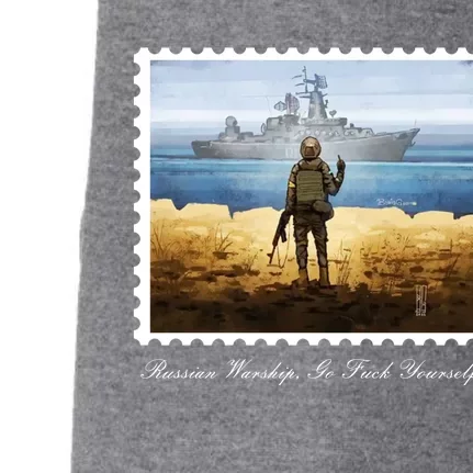 Ukraine Stamp Russian Warship Go F Yourself Island Of Heroes Ukrainian Doggie 3-End Fleece Hoodie