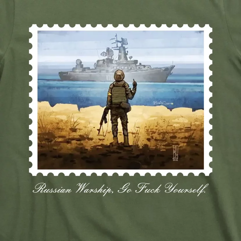 Ukraine Stamp Russian Warship Go F Yourself Island Of Heroes Ukrainian T-Shirt