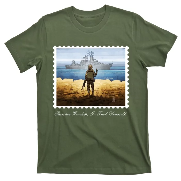 Ukraine Stamp Russian Warship Go F Yourself Island Of Heroes Ukrainian T-Shirt