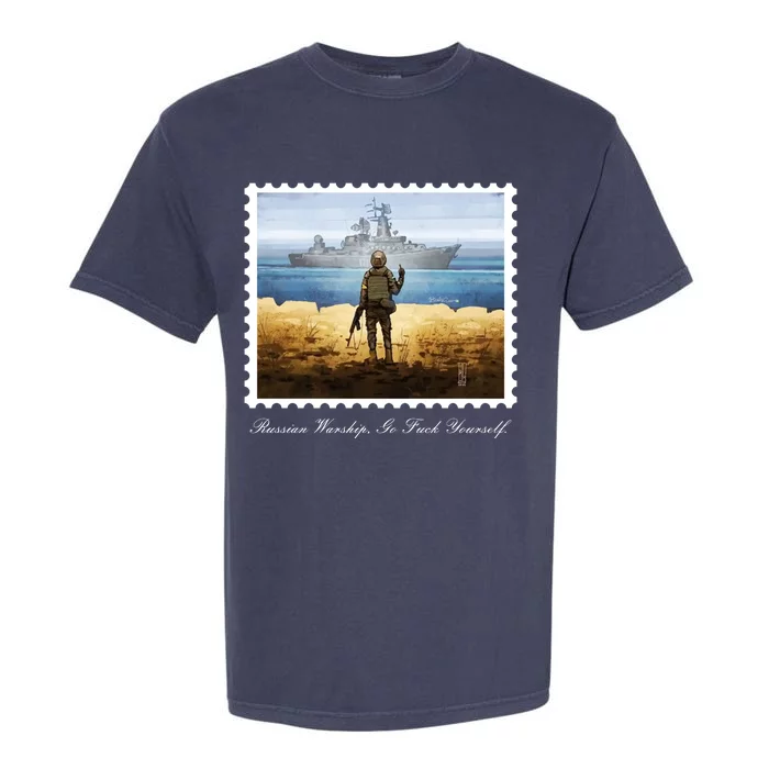 Ukraine Stamp Russian Warship Go F Yourself Island Of Heroes Ukrainian Garment-Dyed Heavyweight T-Shirt