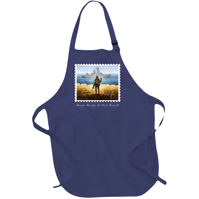 Ukraine Stamp Russian Warship Go F Yourself Island Of Heroes Ukrainian Full-Length Apron With Pocket