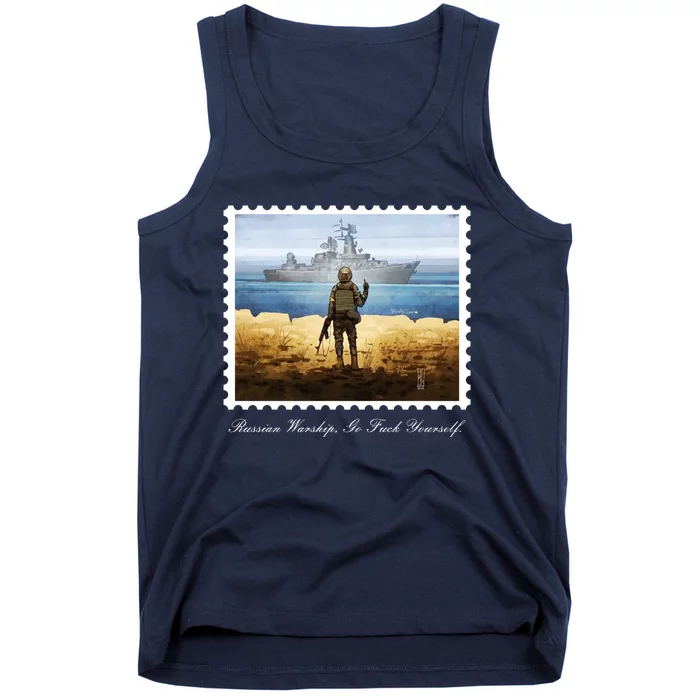 Ukraine Stamp Russian Warship Go F Yourself Island Of Heroes Ukrainian Tank Top