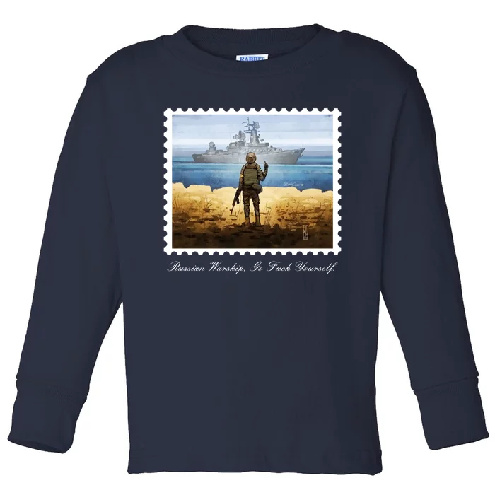 Ukraine Stamp Russian Warship Go F Yourself Island Of Heroes Ukrainian Toddler Long Sleeve Shirt