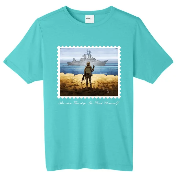 Ukraine Stamp Russian Warship Go F Yourself Island Of Heroes Ukrainian ChromaSoft Performance T-Shirt