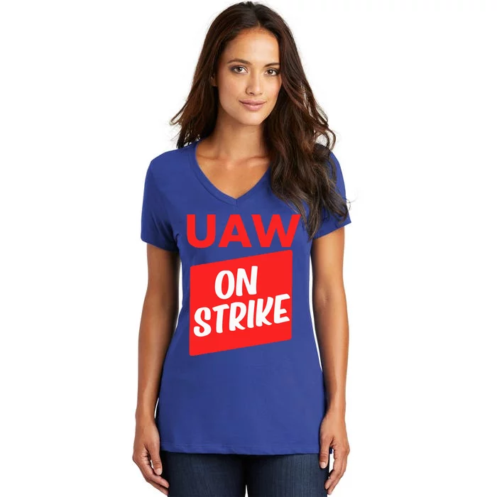 UAW Strike Red United Auto Workers Picket Sign Women's V-Neck T-Shirt