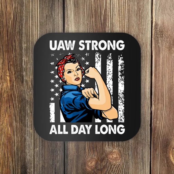 UAW Strike Red United Auto Workers Picket Sign America Flag Coaster