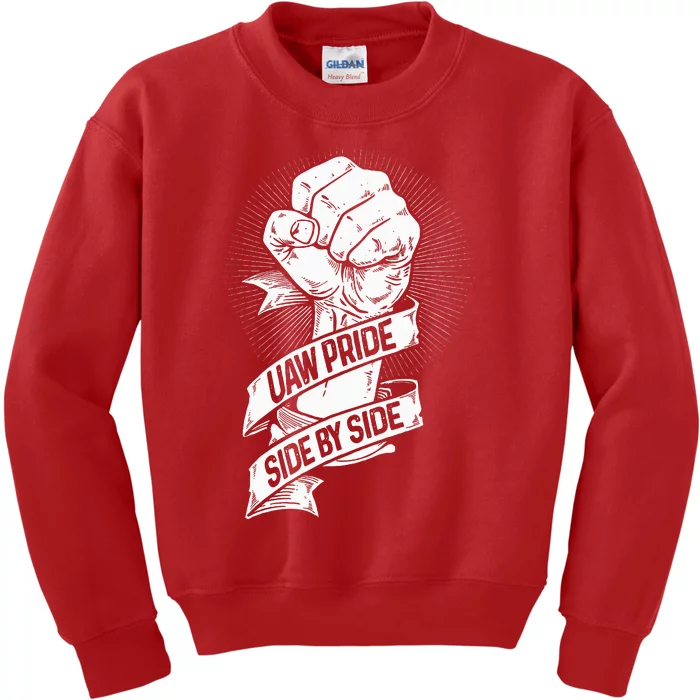 UAW Strike Red United Auto Workers Picket Sign Kids Sweatshirt