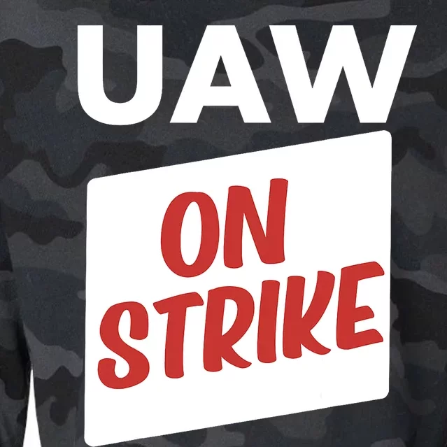 UAW Strike Red Tee_ United Auto Workers Picket Sign Trending Design Cropped Pullover Crew