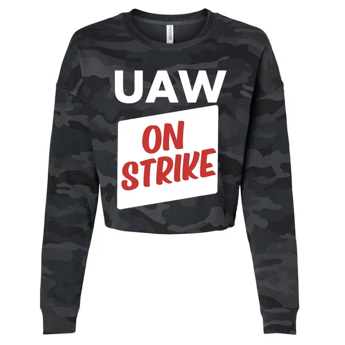 UAW Strike Red Tee_ United Auto Workers Picket Sign Trending Design Cropped Pullover Crew