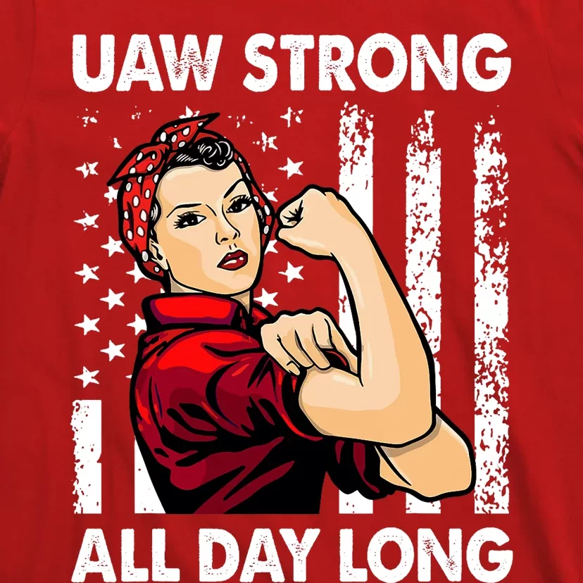 UAW Strike Red United Auto Workers Picket Sign America Flag T-Shirt