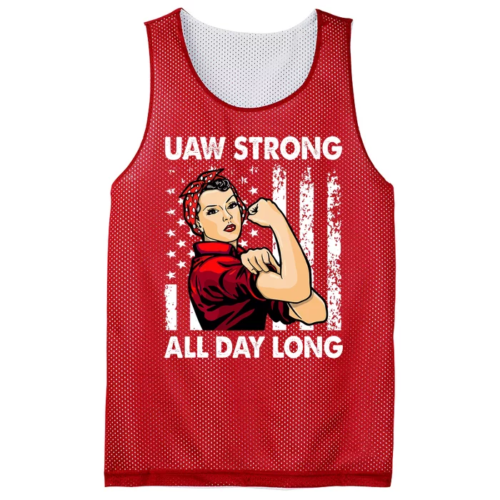 UAW Strike Red United Auto Workers Picket Sign America Flag Mesh Reversible Basketball Jersey Tank