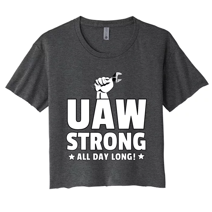 UAW Strike Red United Auto Workers Union UAW Strong Design Women's Crop Top Tee