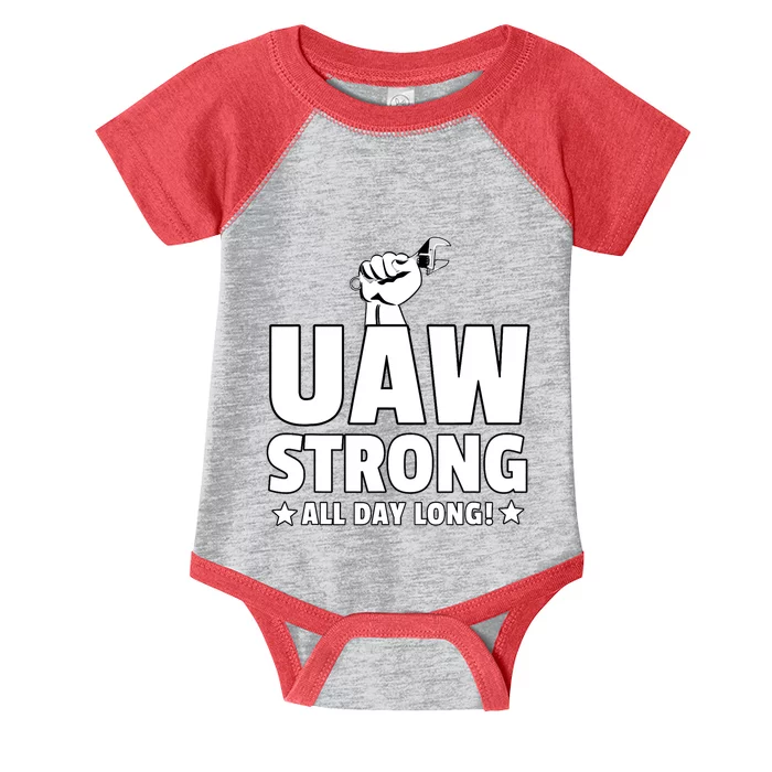 UAW Strike Red United Auto Workers Union UAW Strong Design Infant Baby Jersey Bodysuit