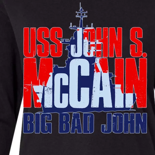 USS John S. McCain Big Bad John Womens Cotton Relaxed Long Sleeve T-Shirt