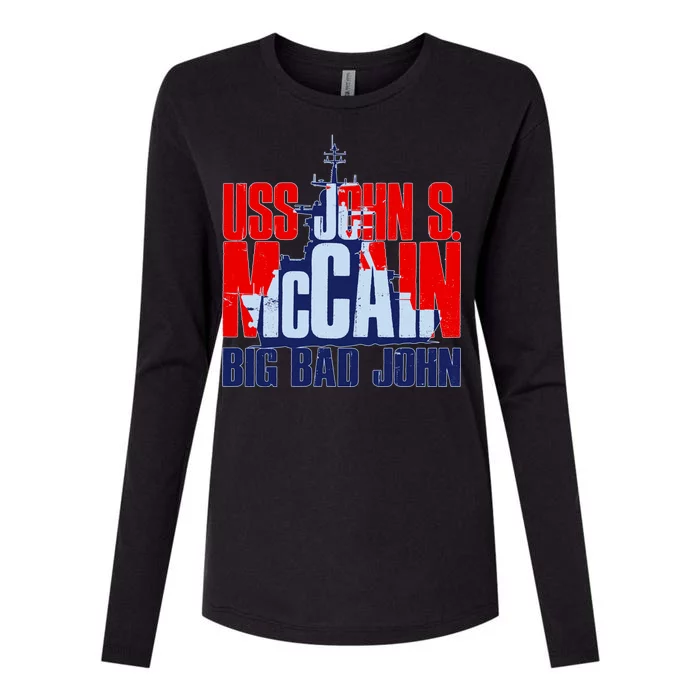 USS John S. McCain Big Bad John Womens Cotton Relaxed Long Sleeve T-Shirt