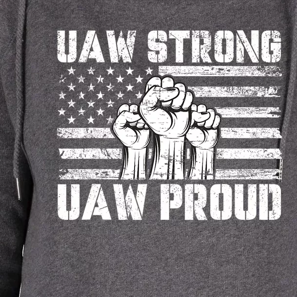 UAW Strong Solidarity UAW Proud Union UAW Laborer Worker Womens Funnel Neck Pullover Hood