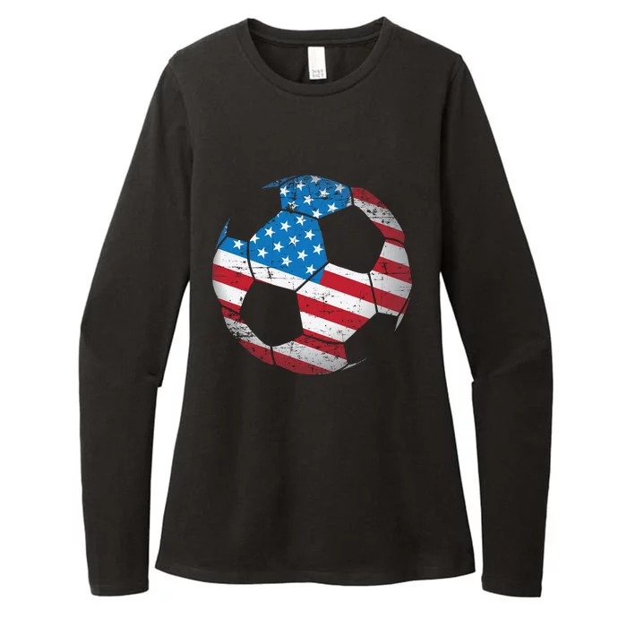 United States Soccer Ball Flag Jersey Gift Usa Football Womens CVC Long Sleeve Shirt