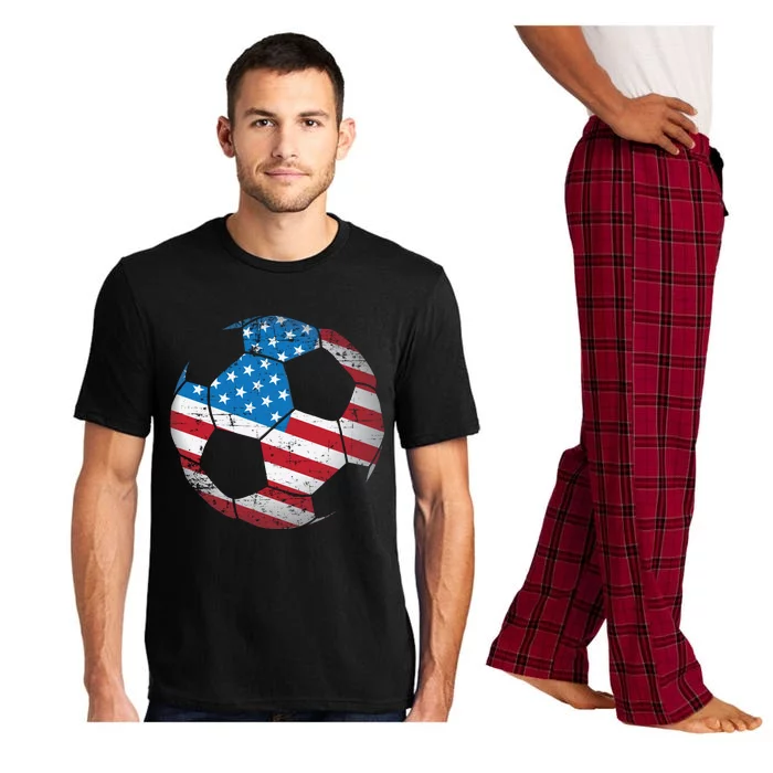 United States Soccer Ball Flag Jersey Gift Usa Football Pajama Set