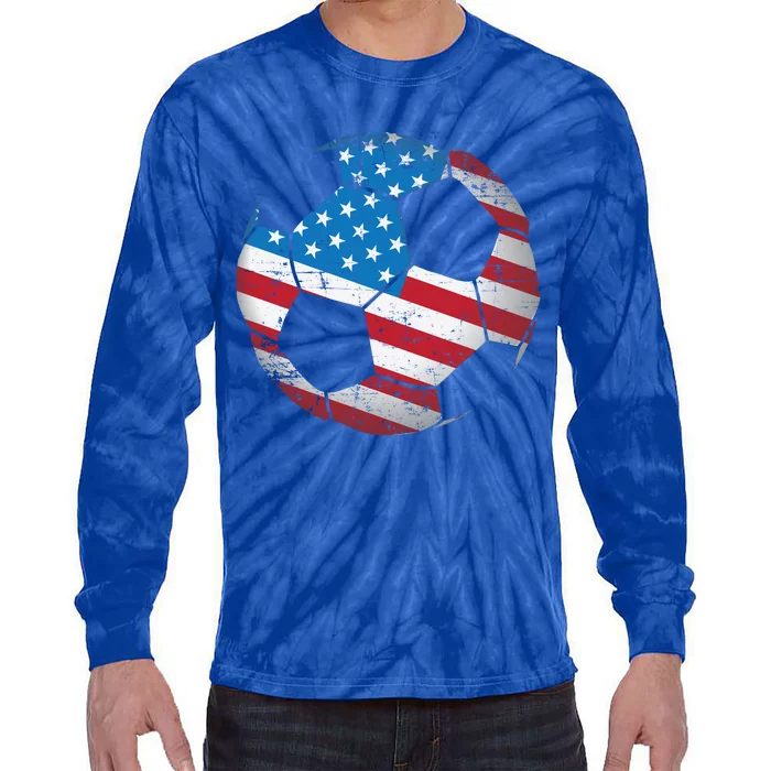 United States Soccer Ball Flag Jersey Gift Usa Football Tie-Dye Long Sleeve Shirt