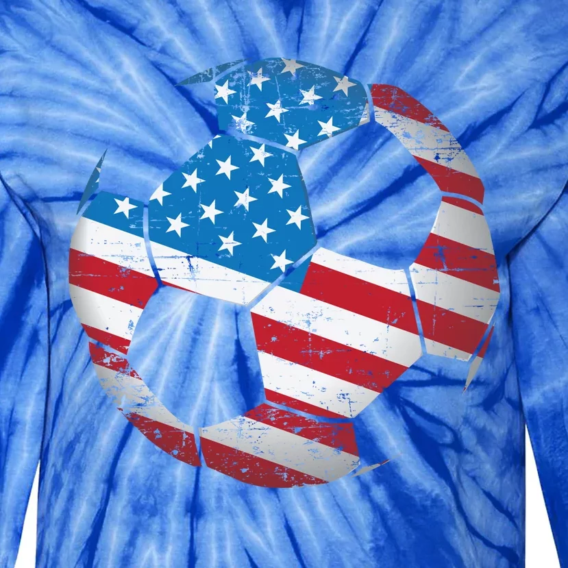 United States Soccer Ball Flag Jersey Gift Usa Football Tie-Dye Long Sleeve Shirt