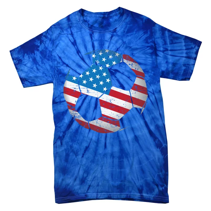 United States Soccer Ball Flag Jersey Gift Usa Football Tie-Dye T-Shirt