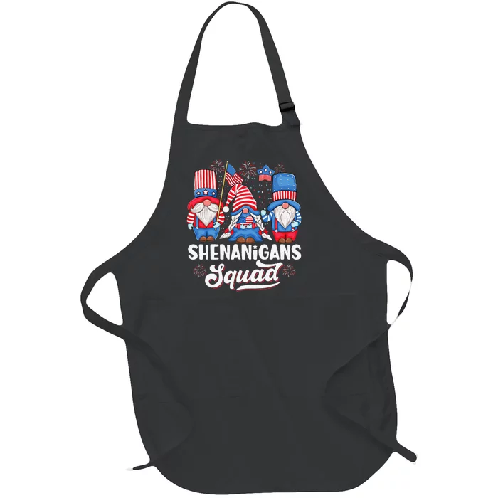 USA Shenanigans Squad 4th Of July Gnomes Independence Day Full-Length Apron With Pocket