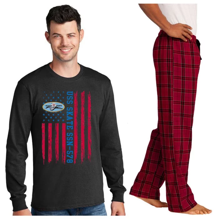 Uss Skate Ssn578 American Flag Submarine Long Sleeve Pajama Set