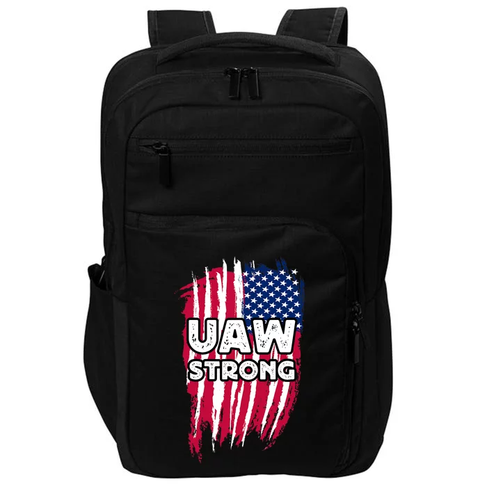 UAW Strong Solidarity UAW Laborer Worker UAW Proud Union America Flag Impact Tech Backpack