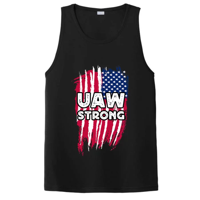 UAW Strong Solidarity UAW Laborer Worker UAW Proud Union America Flag Performance Tank