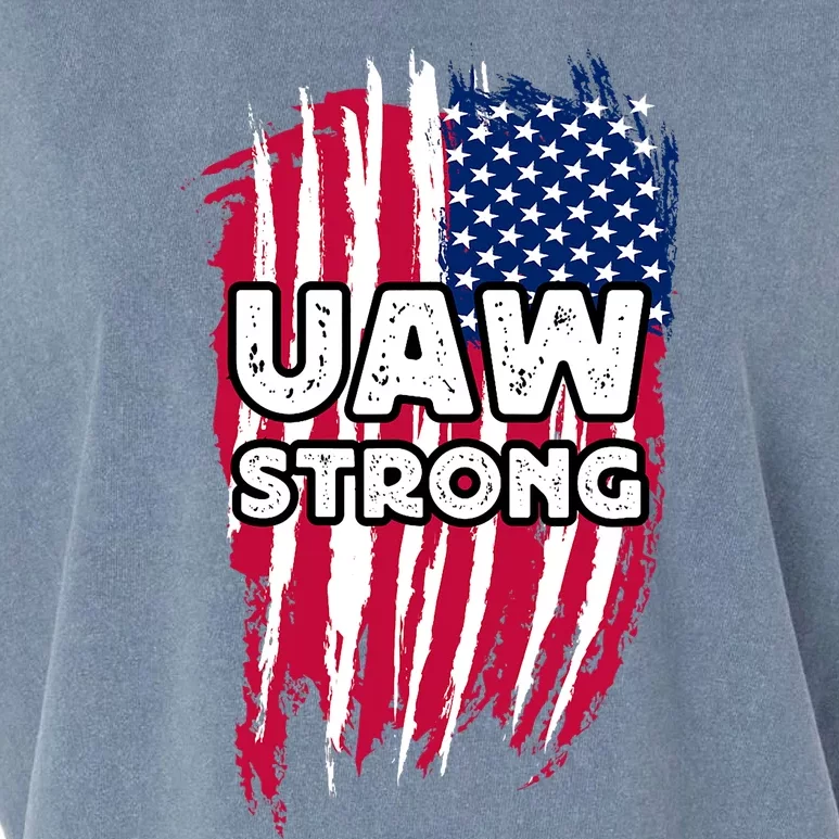 UAW Strong Solidarity UAW Laborer Worker UAW Proud Union America Flag Garment-Dyed Women's Muscle Tee