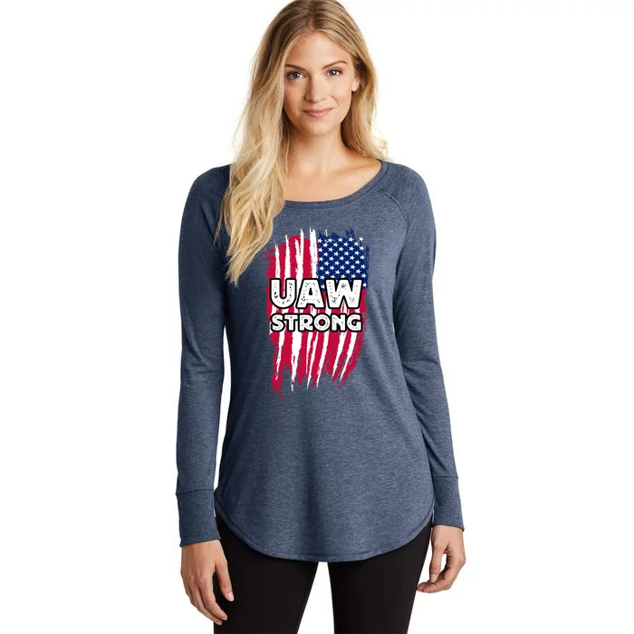 UAW Strong Solidarity UAW Laborer Worker UAW Proud Union America Flag Women's Perfect Tri Tunic Long Sleeve Shirt