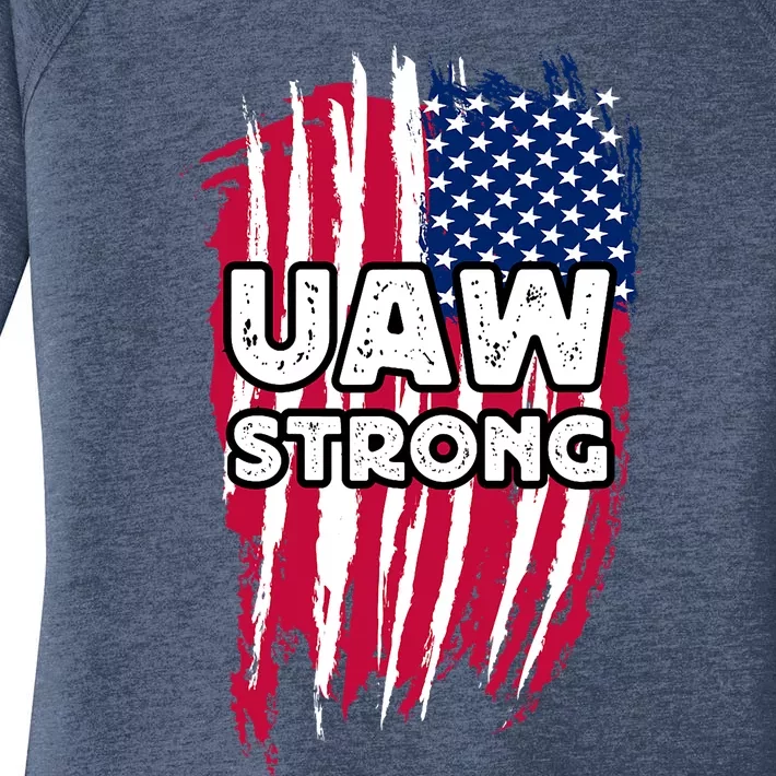 UAW Strong Solidarity UAW Laborer Worker UAW Proud Union America Flag Women's Perfect Tri Tunic Long Sleeve Shirt